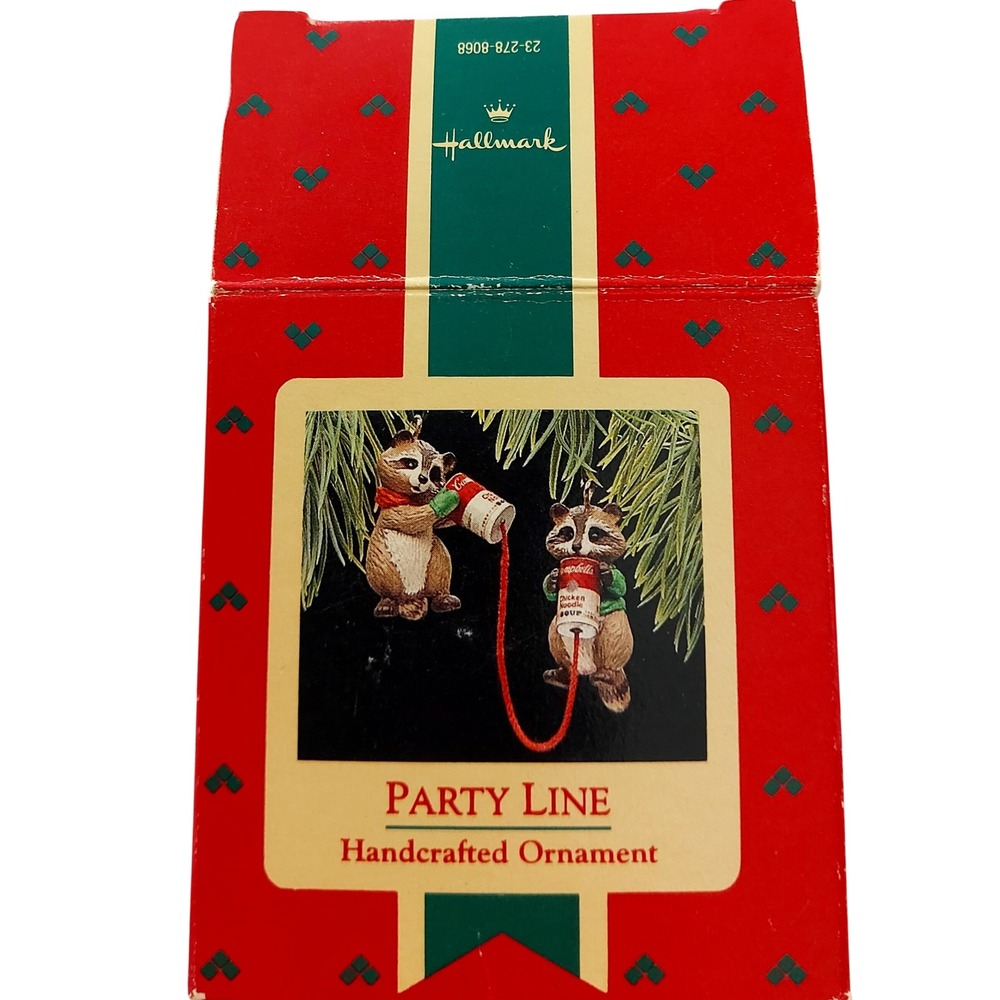 Vintage 1988 Hallmark Keepsake Ornament Party Line Raccoons Campbell Soup QX4761